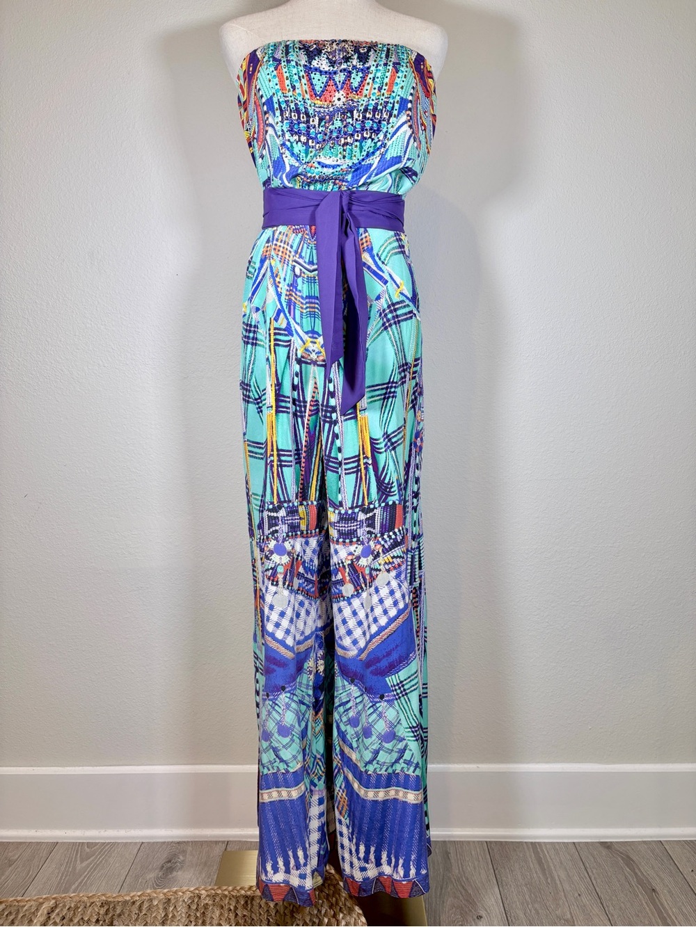 Camilla Silk Strapless Jumpsuit Size Large